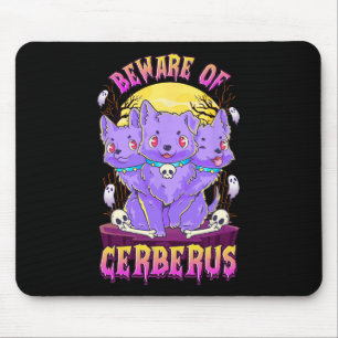 Kawaii Pastel Goth Cute Creepy 3-Headed Dog Fun Ce Mouse Pad