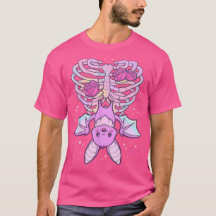Kawaii Pastel Goth Cute Creepy Bat Skeleton  T-Shirt