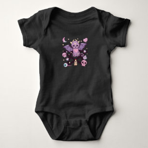 Kawaii Pastel Goth Cute Creepy Cat Japanese Anime Baby Bodysuit