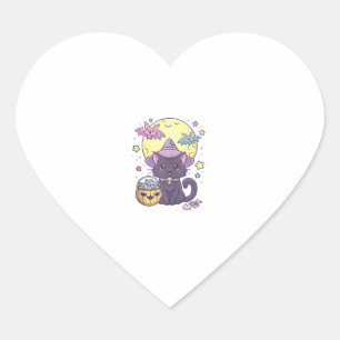 Kawaii Pastel Goth Cute Creepy Halloween Black Cat Heart Sticker