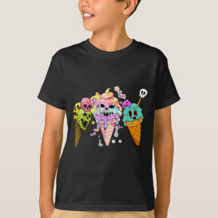 Kawaii Pastel Goth Cute Creepy Ice Cream Skull T-Shirt