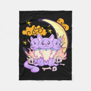 Kawaii Pastel Goth Cute Y 3 Headed Dog Halloween Fleece Blanket