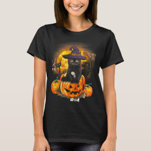 Kawaii Pastel Goth Y Halloween Black Cat Witch Hat T-Shirt