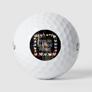 Kawaii Pastel Hearts Photo Border Customizable Golf Balls