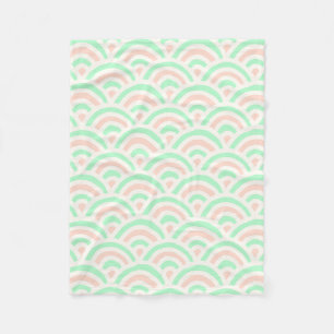 Kawaii Pastel Japanese Seigaiha Pattern Fleece Blanket