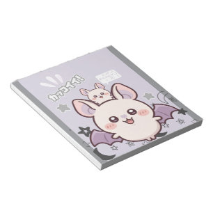 Kawaii Pastel Lavender Bat & Baby  – Cute  Notepad