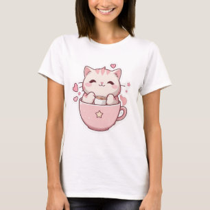 Kawaii pastel pink cat T-Shirt