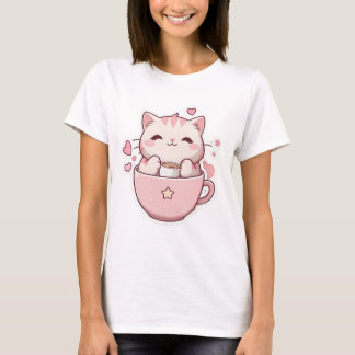 Kawaii pastel pink cat T-Shirt