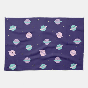 Kawaii Pastel Planets Kitchen Towel
