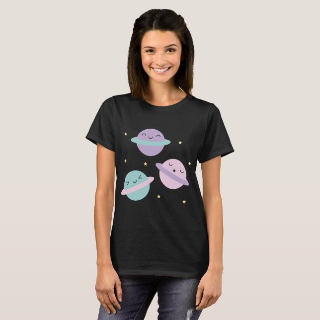 Kawaii Pastel Planets T-Shirt (Front Full)