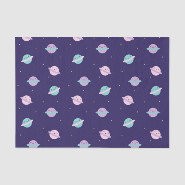Kawaii Pastel Planets Tissue Paper (Front)