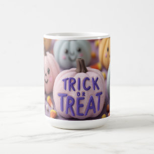 Kawaii Pastel Pumpkins with Trick or Treat Text Coffee Mug