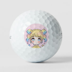 Kawaii Pastel Star Girl Portrait Golf Balls