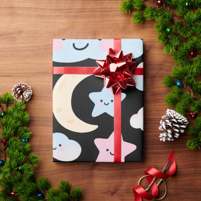 Kawaii Pastel Stars & Clouds Wrapping Paper (Holiday Gift)
