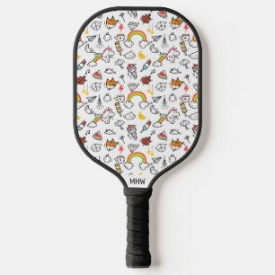 Kawaii Pattern Custom Monogram Pickleball Paddle