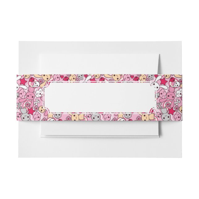 Kawaii pattern invitation belly band (Front Example)