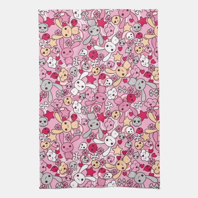 Kawaii pattern kitchen towel (Vertical)
