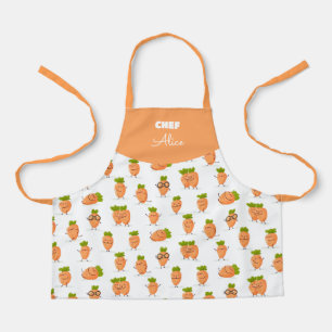 Kawaii pattern of fun carrots apron