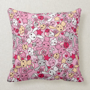 Kawaii pattern throw pillow