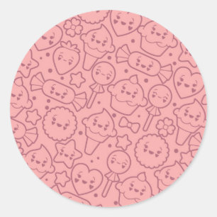 Kawaii pattern with cute cakes classic round sticker