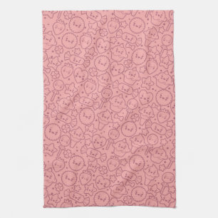 Kawaii pattern with cute cakes kitchen towel
