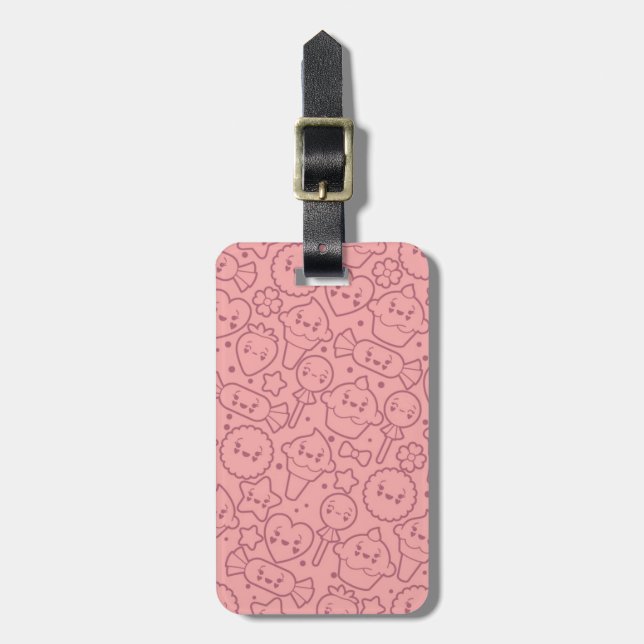 Kawaii pattern with cute cakes luggage tag (Front Vertical)