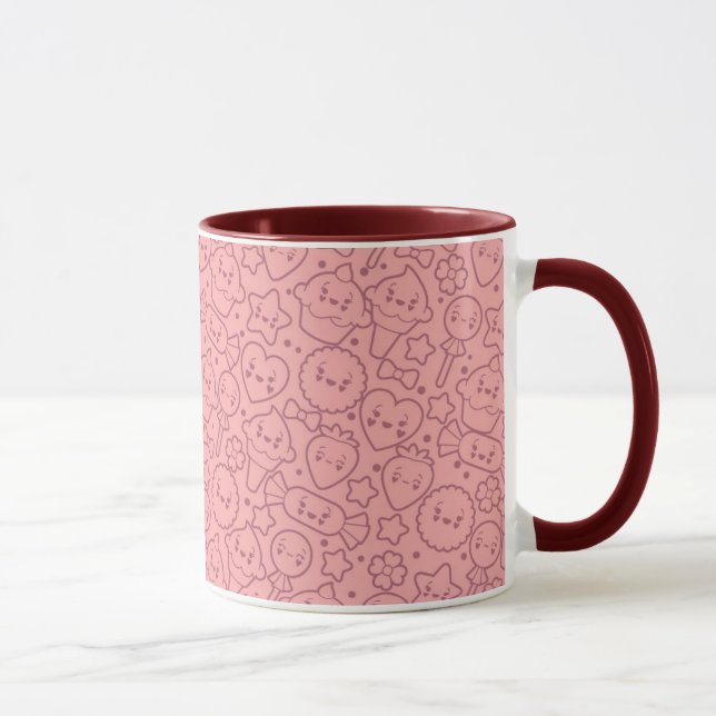 Kawaii pattern with cute cakes mug (Right)