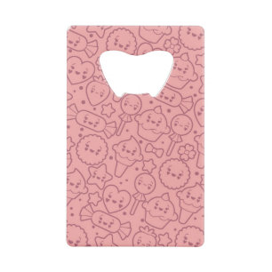 Kawaii pattern with cute cakes wallet bottle opener