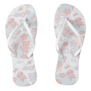 kawaii pattern with doodle flip flops
