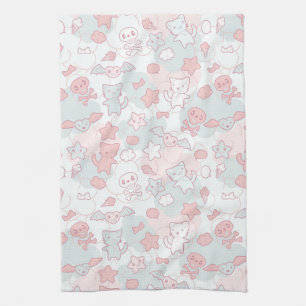 kawaii pattern with doodle kitchen towel