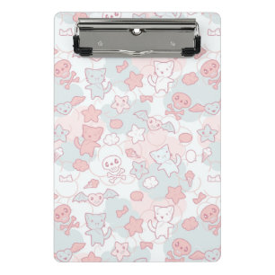 kawaii pattern with doodle mini clipboard