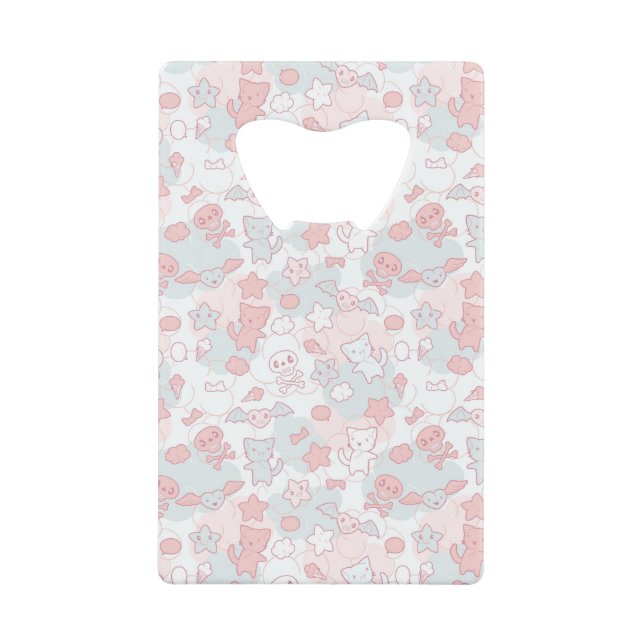 kawaii pattern with doodle wallet bottle opener (Front)