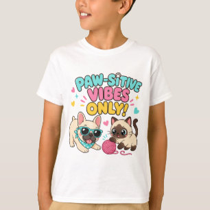 Kawaii Paw-Sitive Vibes Pet Lover T-Shirt