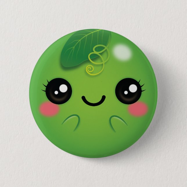 Kawaii Pea 2 Inch Round Button (Front)