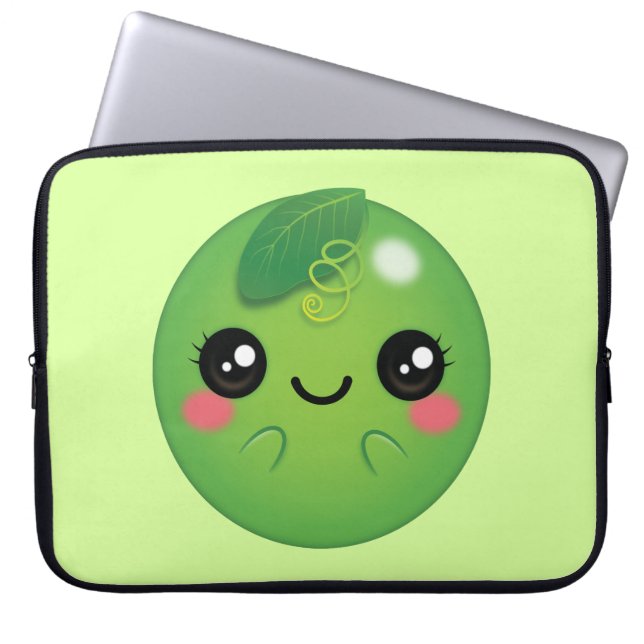 Kawaii Pea Laptop Sleeve (Front)