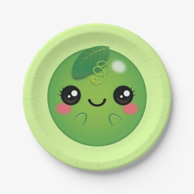 Kawaii Pea Paper Plate (Front)