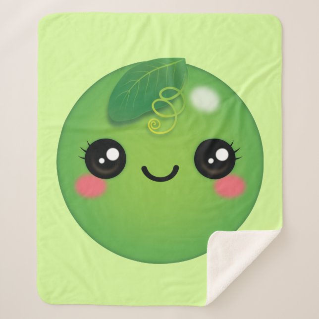Kawaii Pea Sherpa Blanket (Front)