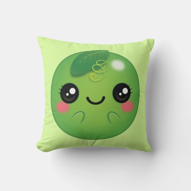 Kawaii Pea Throw Pillow (Front)