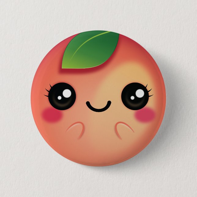 Kawaii Peach 2 Inch Round Button (Front)