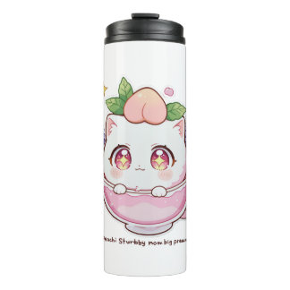 Kawaii Peach Cat in Teacup Thermal Tumbler