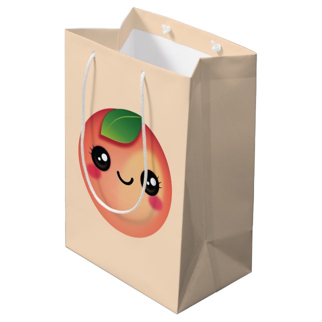 Kawaii Peach Medium Gift Bag (Back Angled)