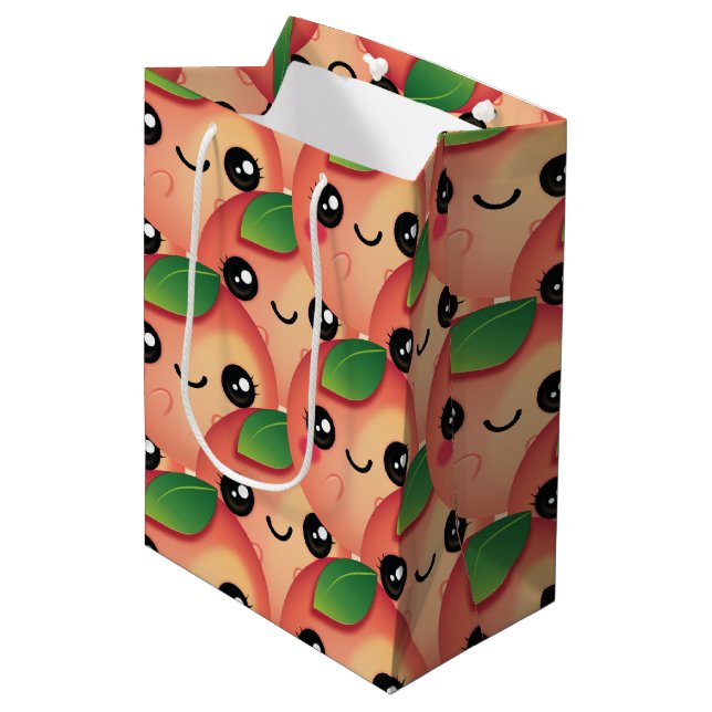 Kawaii Peach Medium Gift Bag (Front Angled)