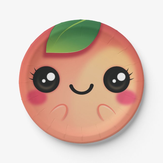 Kawaii Peach Paper Plate (Front)