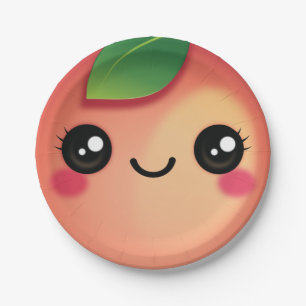 Kawaii Peach Paper Plate