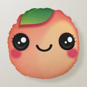 Kawaii Peach Round Pillow
