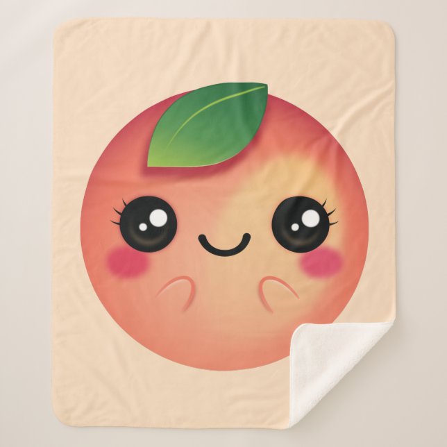 Kawaii Peach Sherpa Blanket (Front)