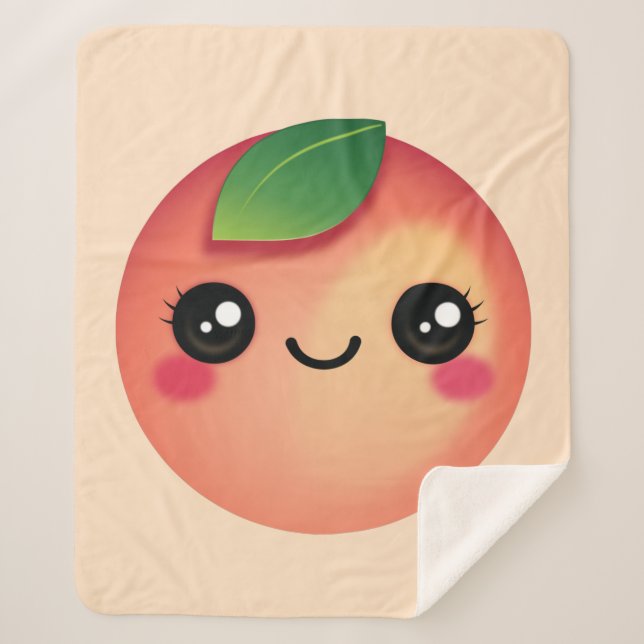 Kawaii Peach Sherpa Blanket (Front)