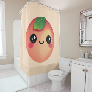 Kawaii Peach Shower Curtain