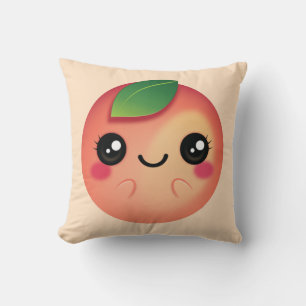 Kawaii Peach Throw Pillow