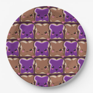 Kawaii Peanut Butter and Jelly Friends Paper Plate